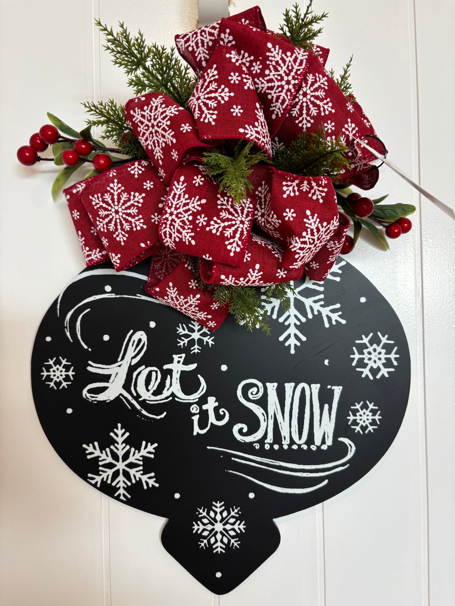 Let it Snow Faux Blackboard (red bow)