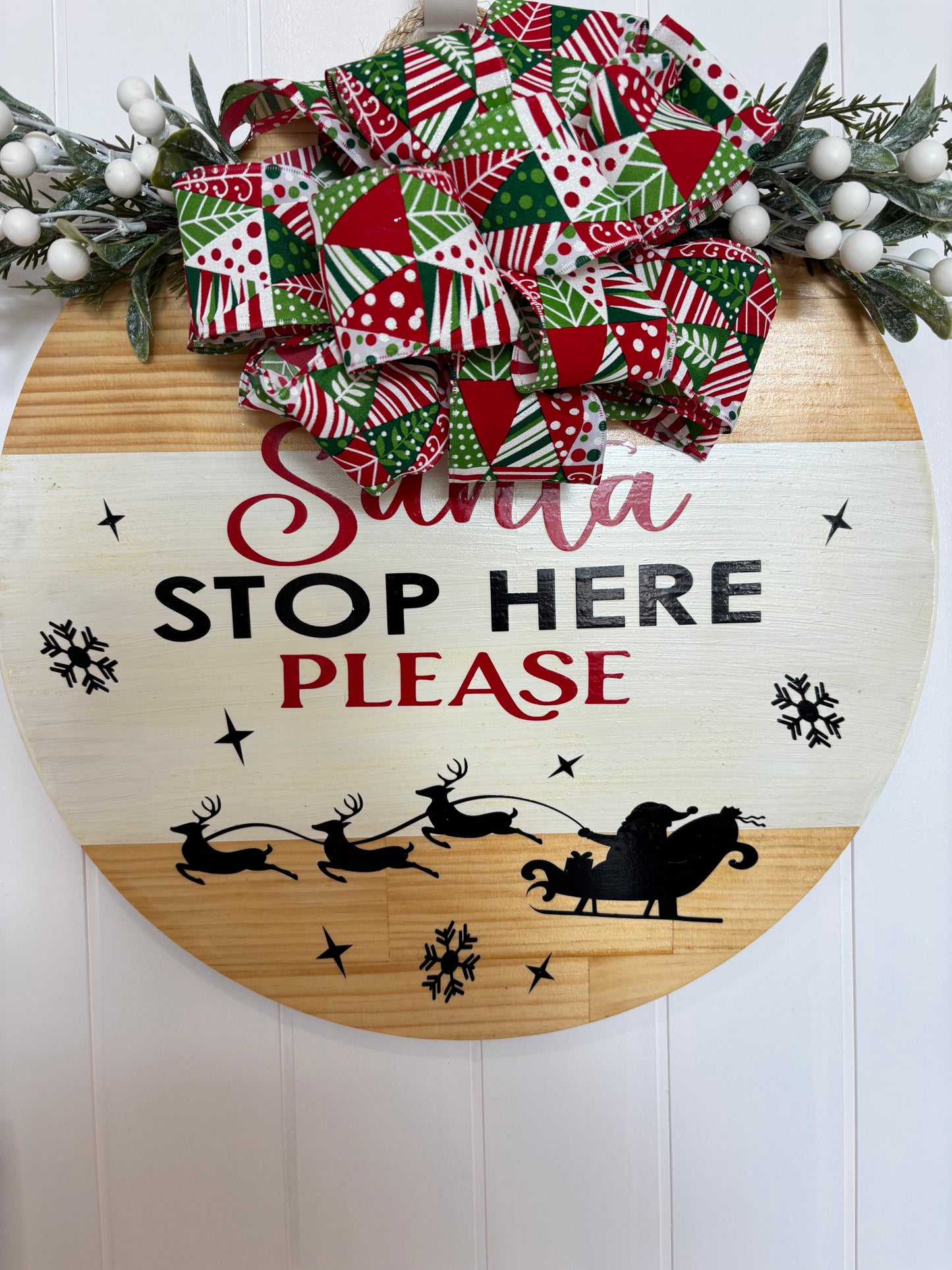 Santa Stop Here Wood Sign