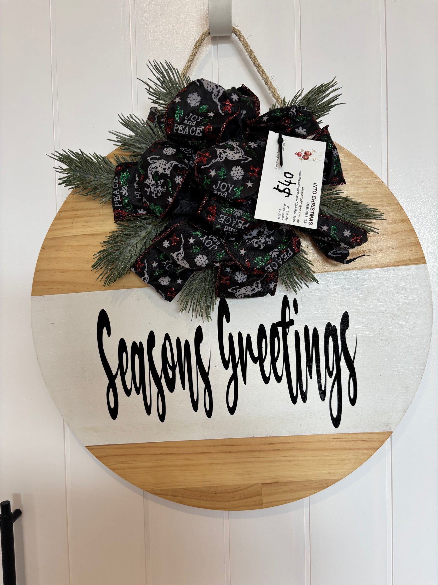 Seasons Greetings Wood Round